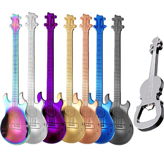 ESRISE Guitar Spoons Coffee Teaspoon, ESRISE Musical Tea Spoons Kitchen Gifts for Men, Stainless Steel Cute Teaspoon for Christmas Birthday (Multicolor) - Image 2